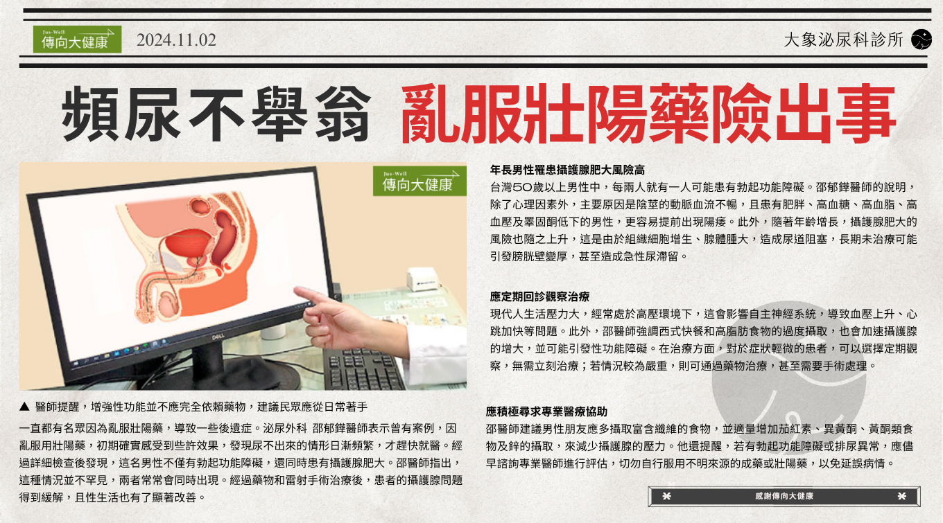 頻尿不舉翁 亂服壯陽藥險出事